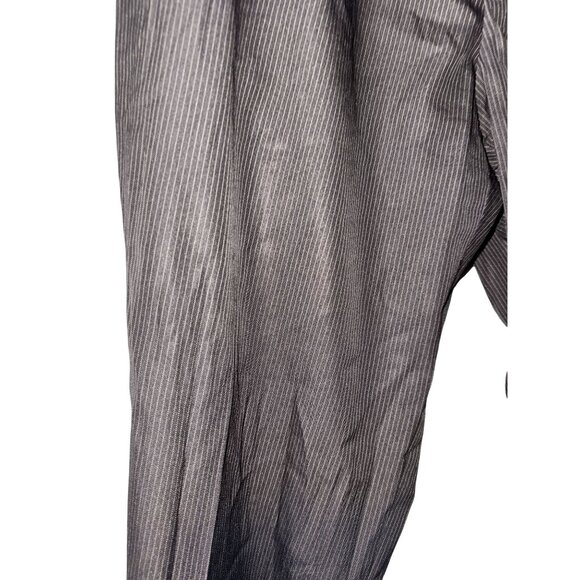 Theory Mens Black Pinstripe Wool-Blend Trousers With Front Zipper Closure - Picture 2 of 8